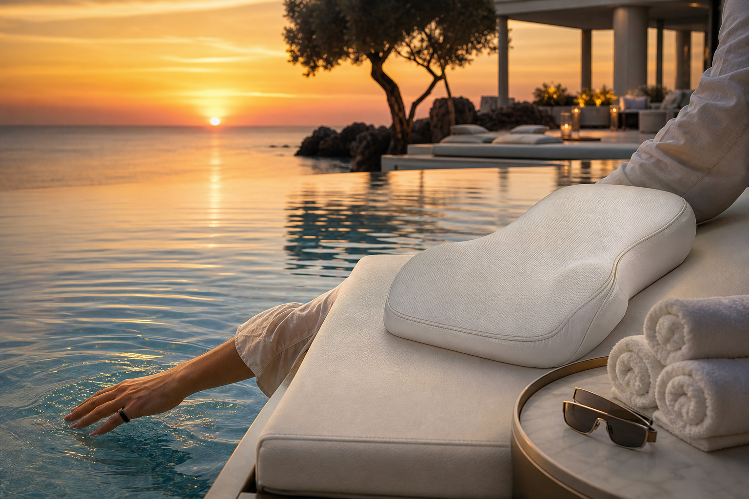 Luxury resort experience with DR H smart pillow and glasses